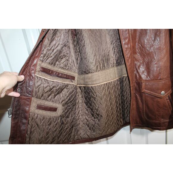 Wilson's Leather Glove Soft Brown Leather Bomber Jacket sz M - Picture 2 of 5